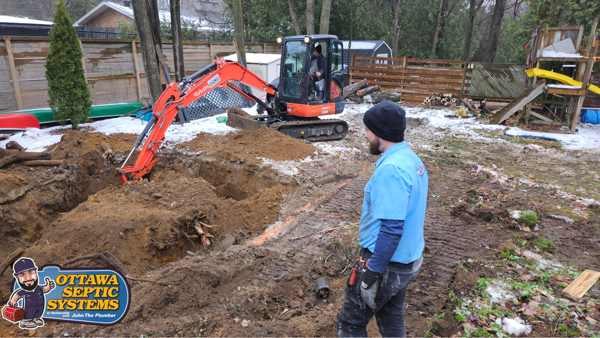 Septic system excavation and site preparation in Kanata