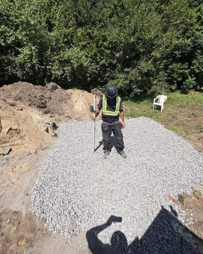 Septic tank installation in Ottawa with gravel base and drainage system